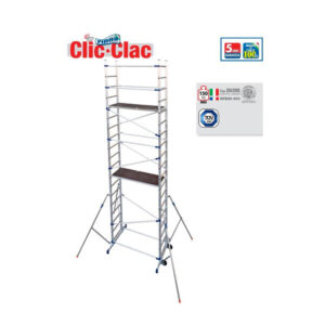 Clic Clac Σκαλωσιά Αλουμινίου 58x156x573 cm με Τηλεσκοπικούς Σταθεροποιητές & Πλατφόρμα